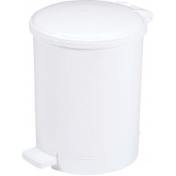 POUBELLE RONDE PEDALE PLASTIQUE  BLANC BASIC 12L