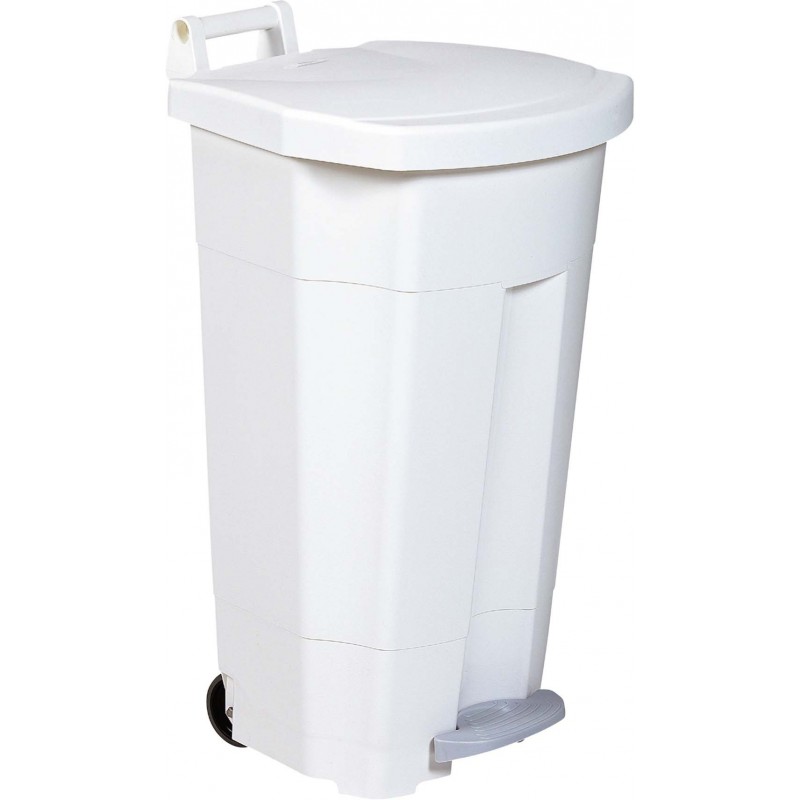 Poubelle plastique à pédale 50 L blanche