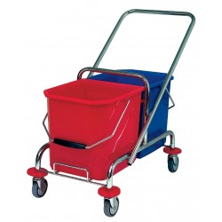 Chariot lavage acier chromé 2x15L