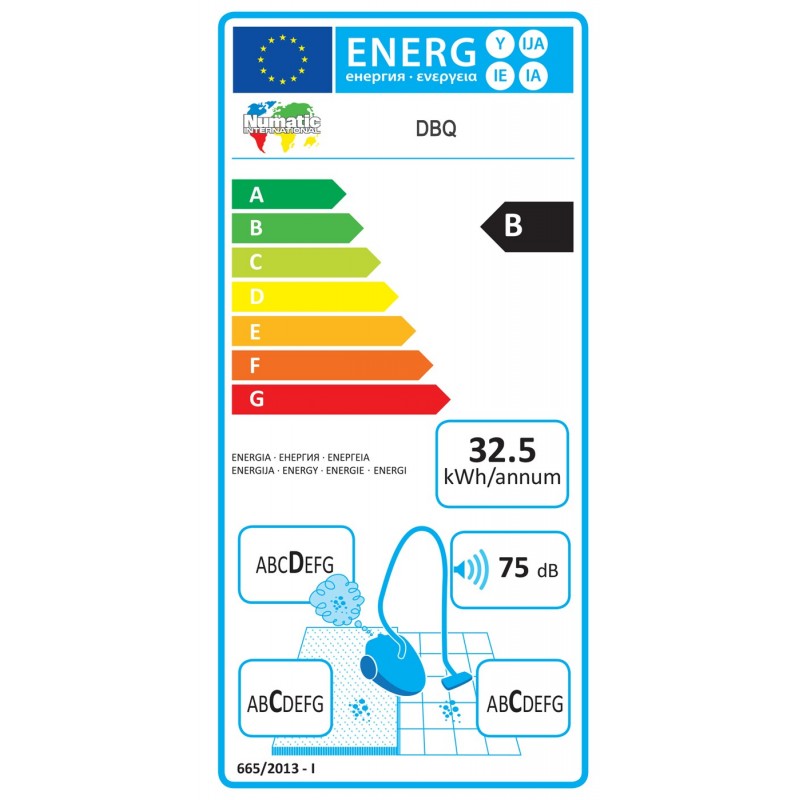 Aspirateur poussières Numatic 780w DBQ250-22 12L