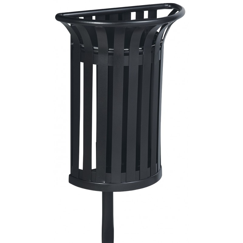 Corbeille tulipe gris anthracite fixation sur poteau 35L