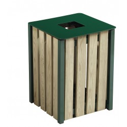 Corbeille extérieur bois vert mousse 50L