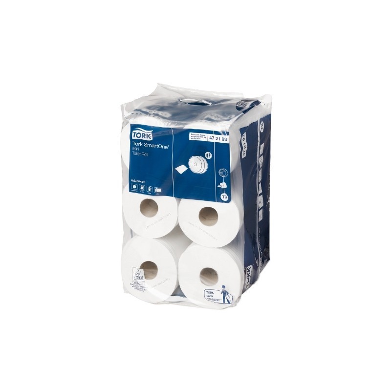 Papier hygiénique Tork SmartOne rouleau mini blanc DC 2 plis (x12)