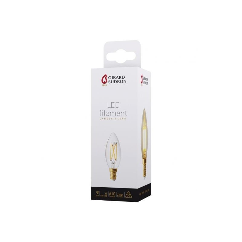 Lampe flamme led filament claire e14 5w 2700k