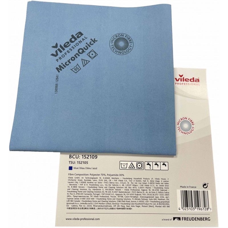 Lavette Microfibre non tissée Micron quick Vileda bleue 38 x 40