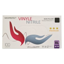 Gants  vinyle - nitrile noir hand safe M (x100)