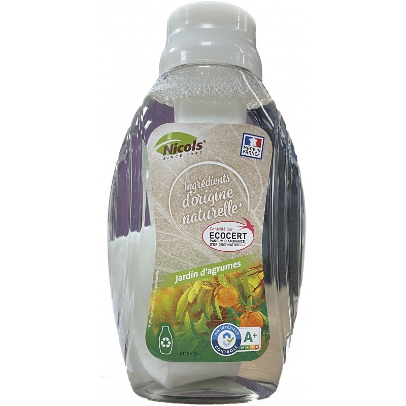 Mèche Ecocert flacon 2 en 1 jardin d'agrumes Nicols 360ml