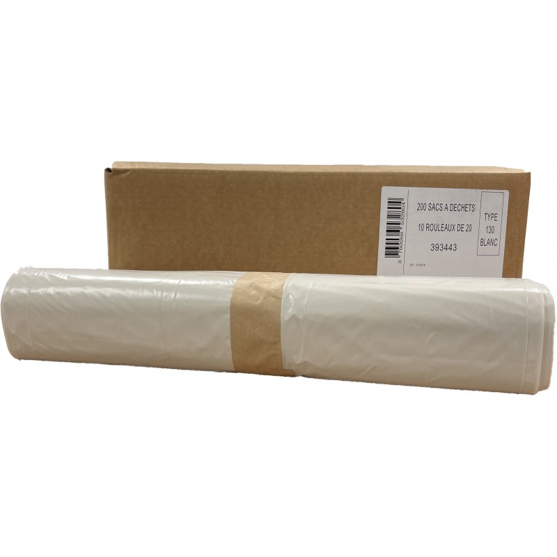 Sacs poubelles 130L blanc (x200)