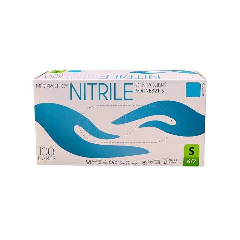 Gants nitrile bleu S (x100)