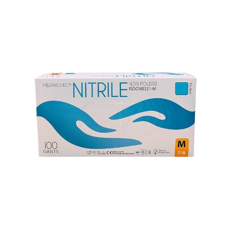 Gants nitrile bleu M (x100)