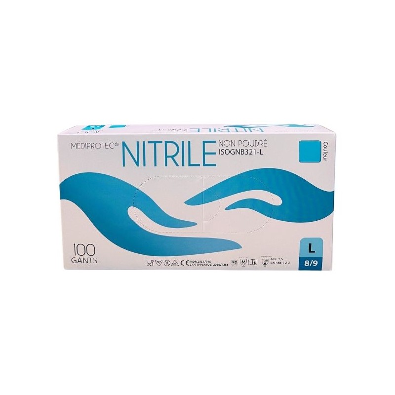 Gants nitrile bleu L (x100)