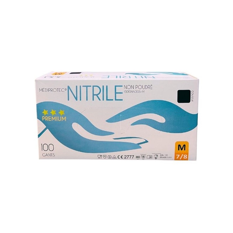 Gants nitrile noir Premium non poudré M (x100)