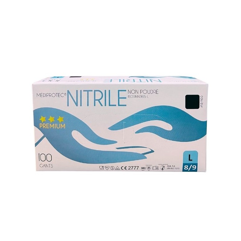 Gants nitrile noir Premium non poudré L (x100)