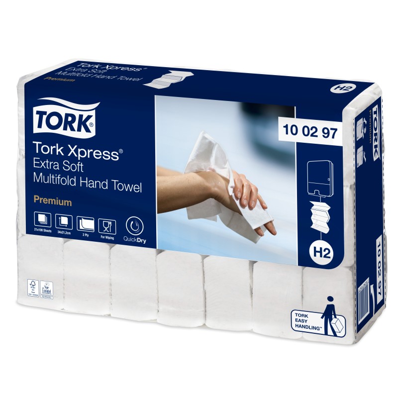 Essuie-mains enchevêtrés Tork Xpress Premium M 2 plis 21.2 x 31.8 H2