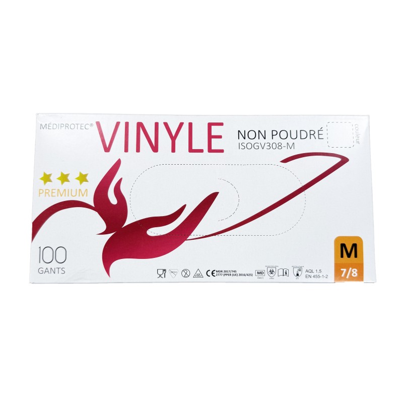 Gants  vinyle transparent Premium non poudré M (x100)