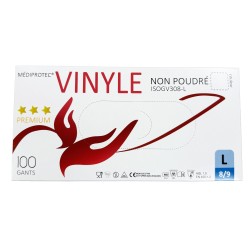 Gants  vinyle transparent Premium non poudré L (x100)