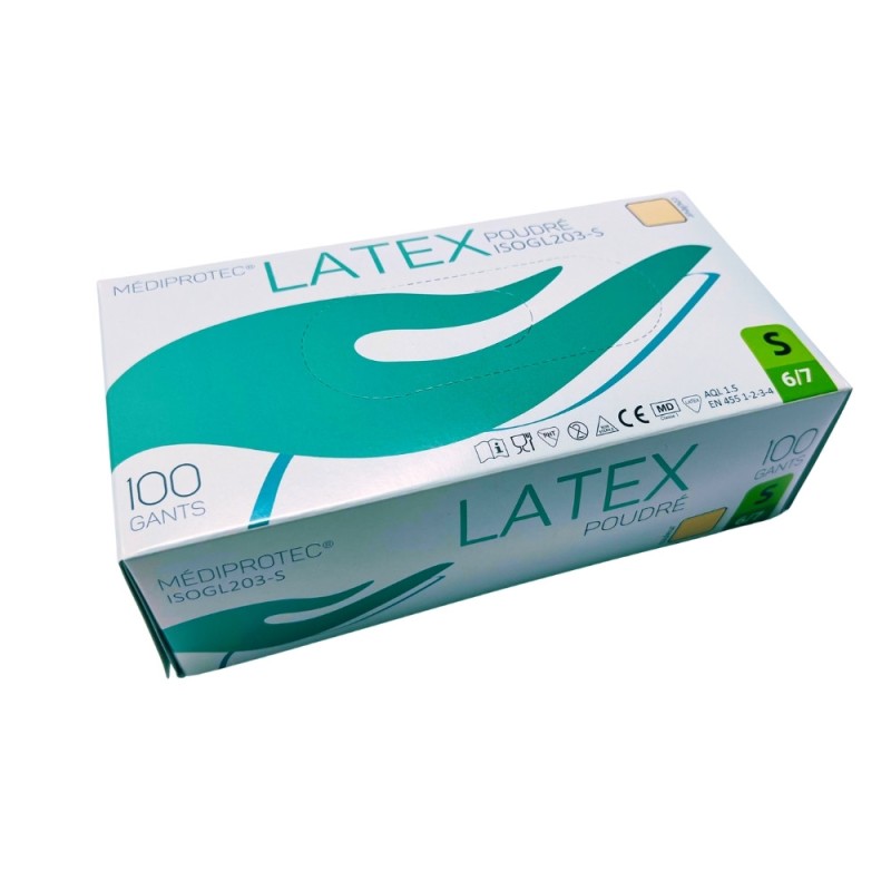 Gants latex micro poudré S (x100)