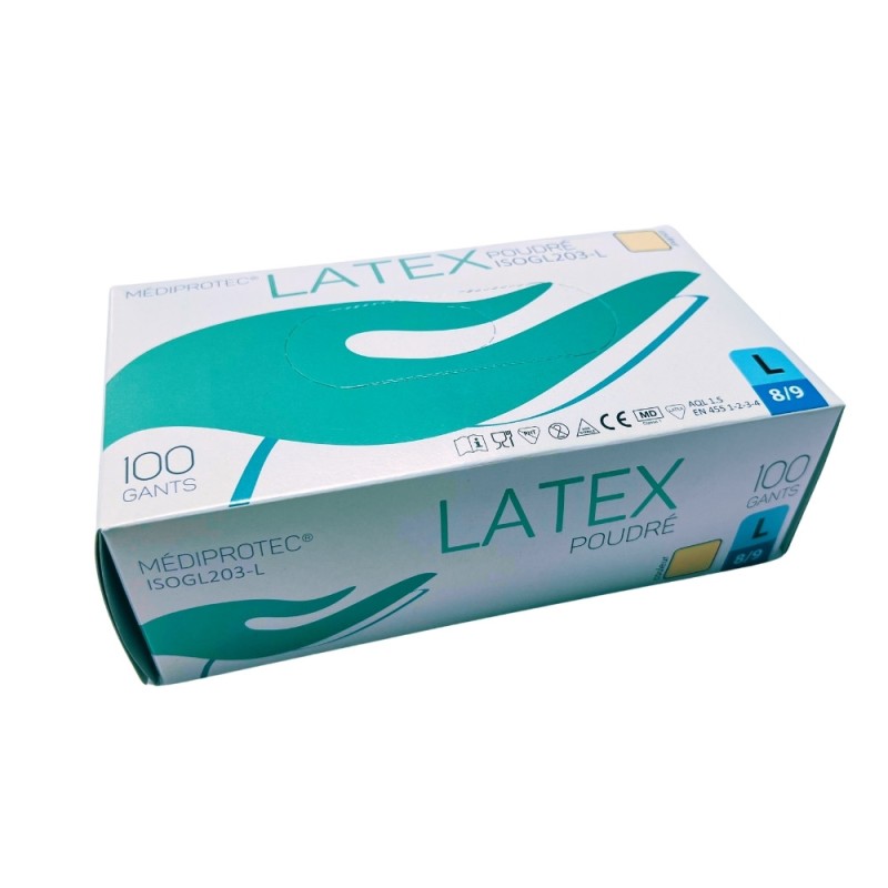 Gants latex micro poudré L (x100)