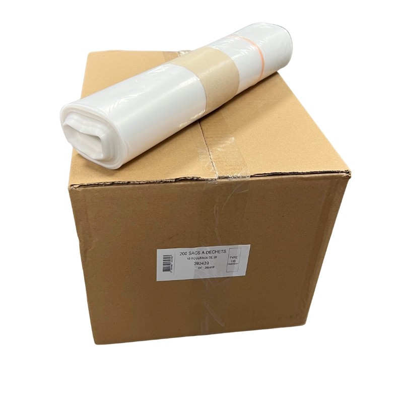 Sacs poubelles 110L transparent Sup 55µ