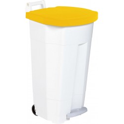 POUBELLE HACCP MOBILE A PEDALE PLASTIQUE BOOGY BLANC/JAUNE 90L