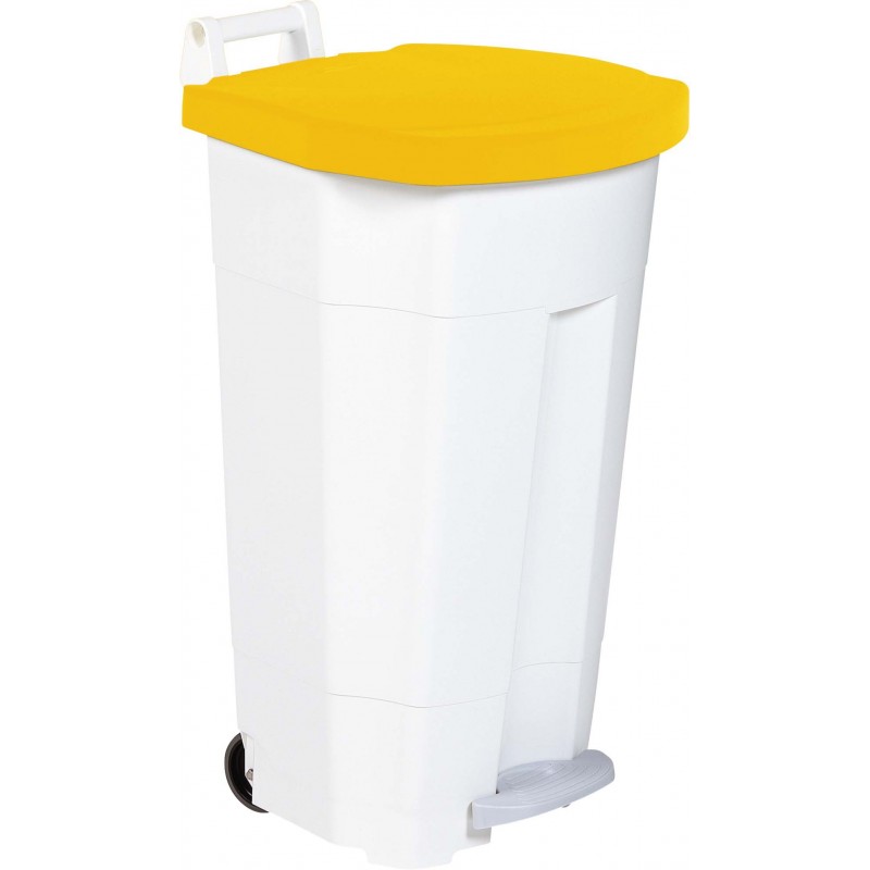 POUBELLE HACCP MOBILE A PEDALE PLASTIQUE BOOGY BLANC/JAUNE 90L