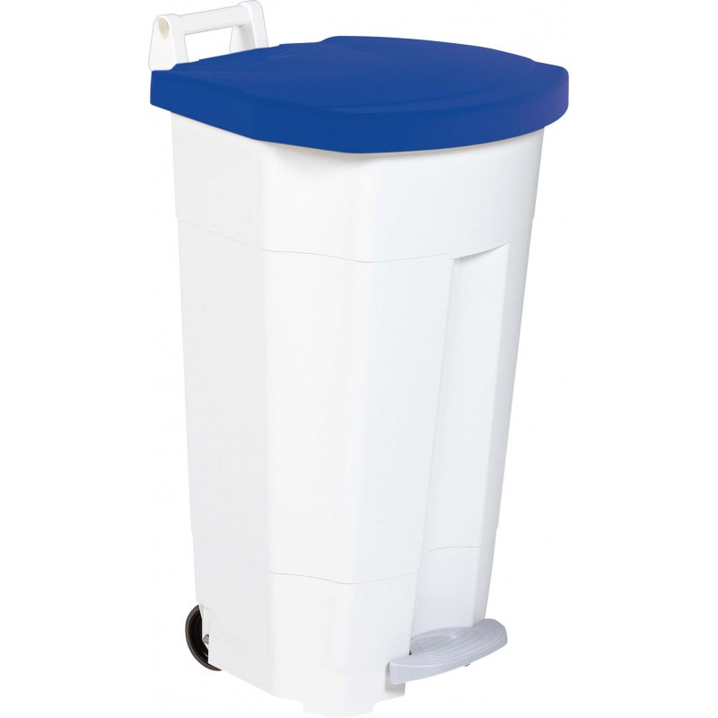 POUBELLE HACCP MOBILE A PEDALE PLASTIQUE BOOGY BLANC/BLEU 90L