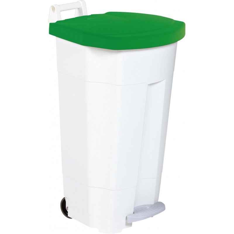 POUBELLE HACCP MOBILE A PEDALE PLASTIQUE BOOGY BLANC/VERT 90L