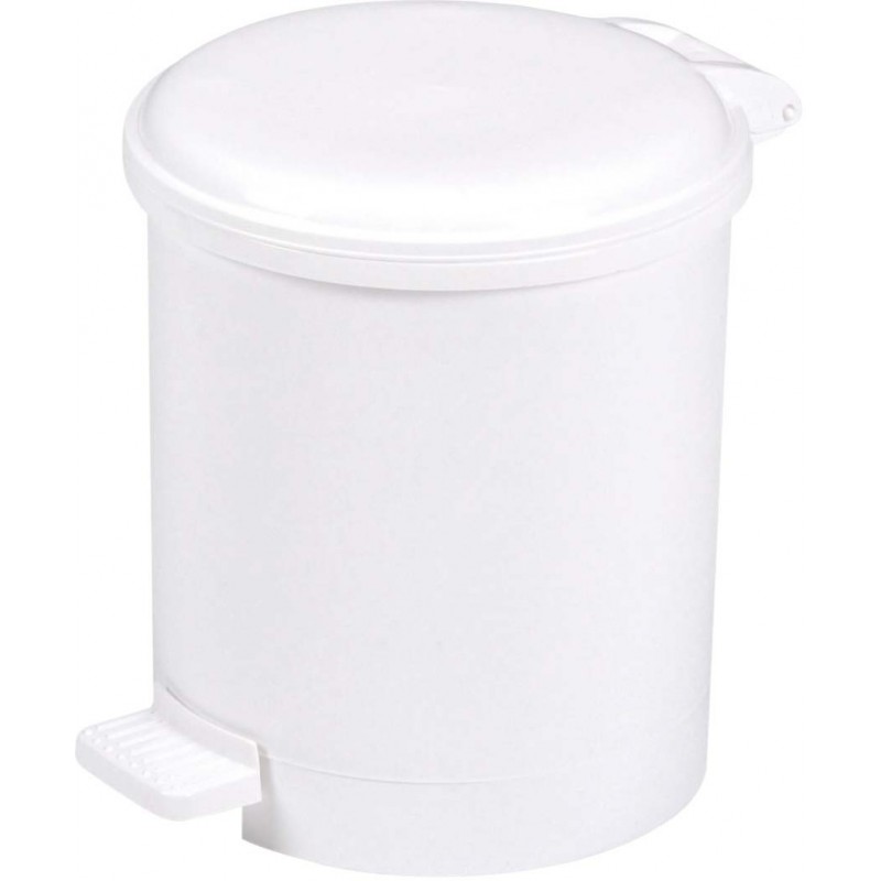 POUBELLE RONDE PEDALE PLASTIQUE  BLANC BASIC 6L