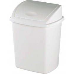 POUBELLE COUVERCLE BASCULANT PLASTIQUE  BLANC BASIC 8L