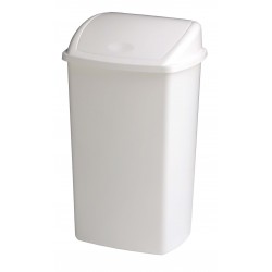 POUBELLE COUVERCLE BASCULANT PLASTIQUE  BLANC BASIC 50L