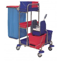 CHARIOT MENAGE / LAVAGE INOX 2 x 15L