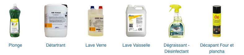 Produits pour nettoyer une cuisine professionnelle 